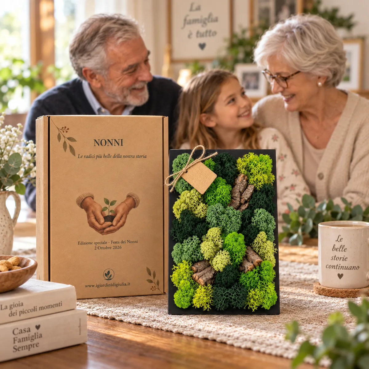 Quadro Mini in Muschio e Licheni Stabilizzati 14,5x24,5 cm edizione festa dei nonni
