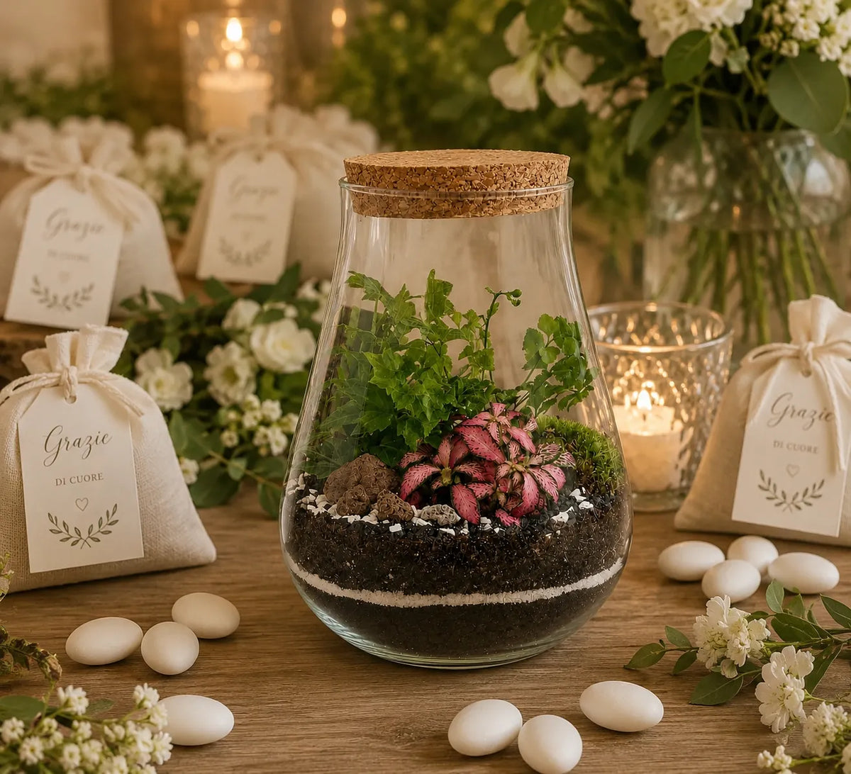 Terrarium Teo con piante verdi