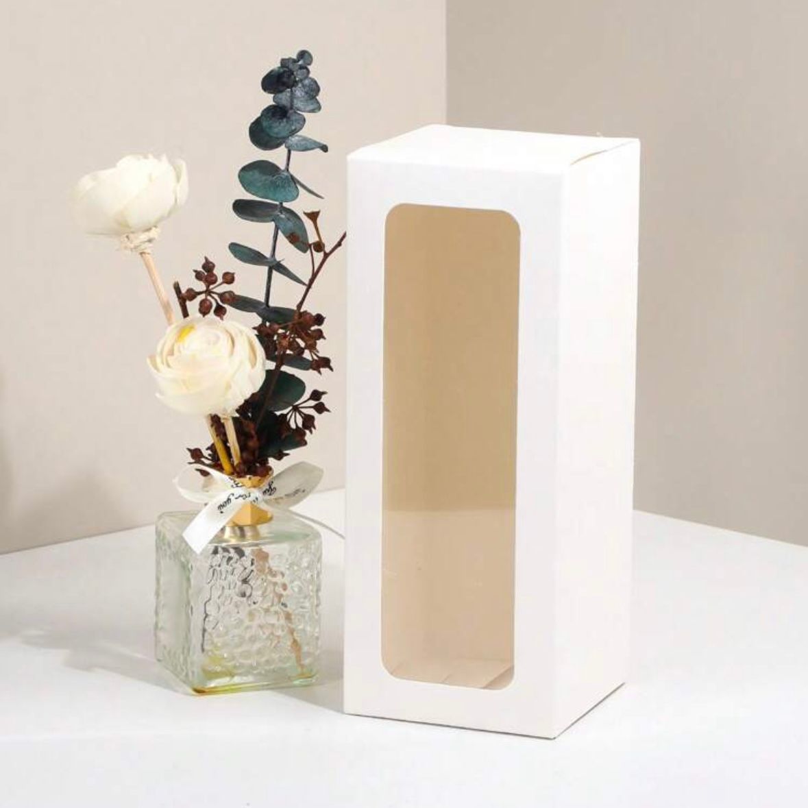 Set 5 Scatoline per Bomboniere 8cm x 8cm x 20cm con finestra trasparente