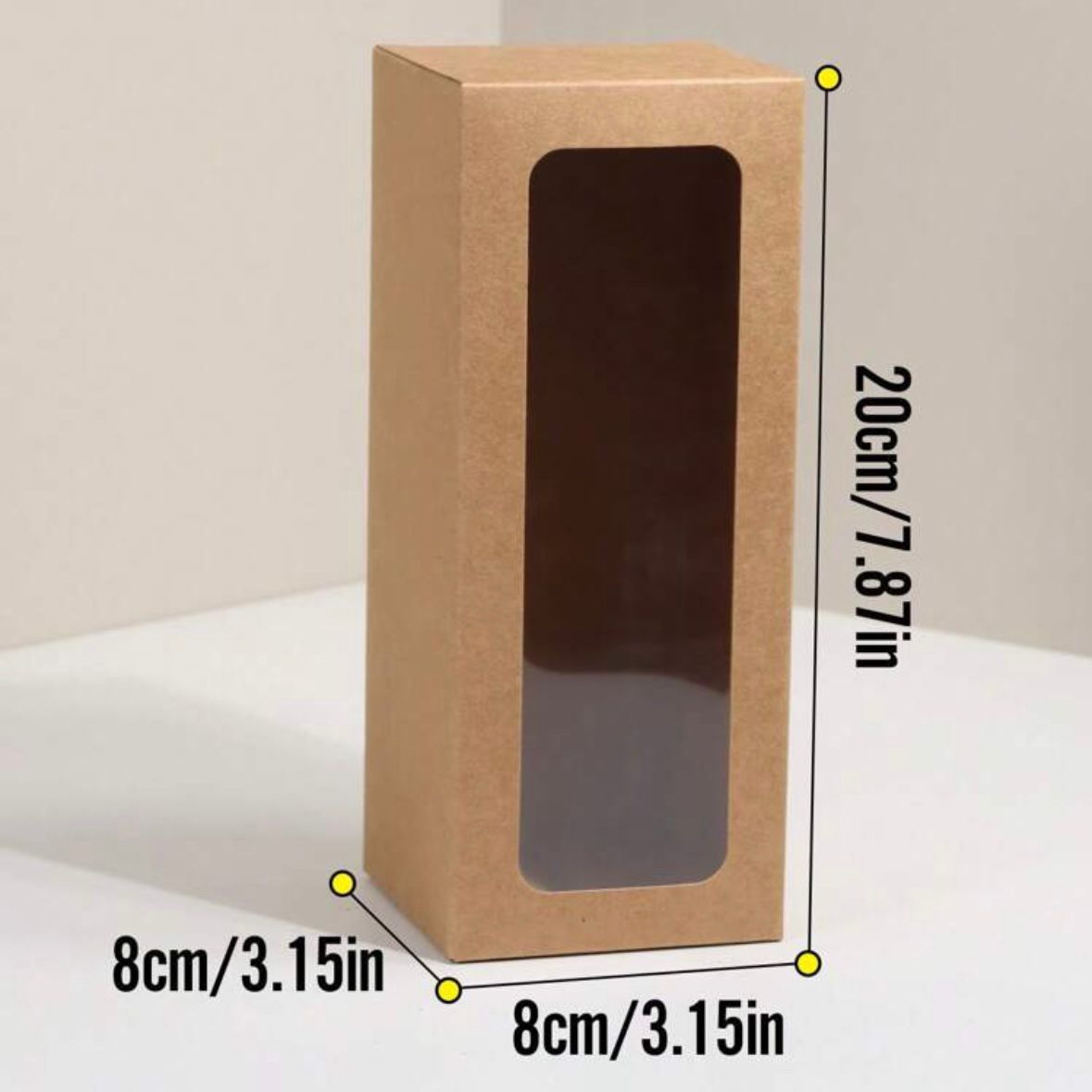 Set 5 Scatoline per Bomboniere 8cm x 8cm x 20cm con finestra trasparente