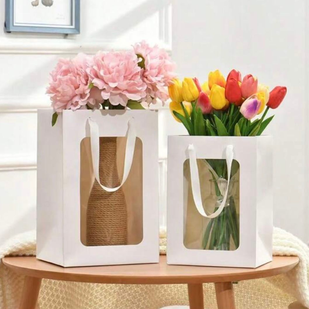 Set 5 Borse per Bomboniere 20cm x 15cm x 10cm con finestra trasparente