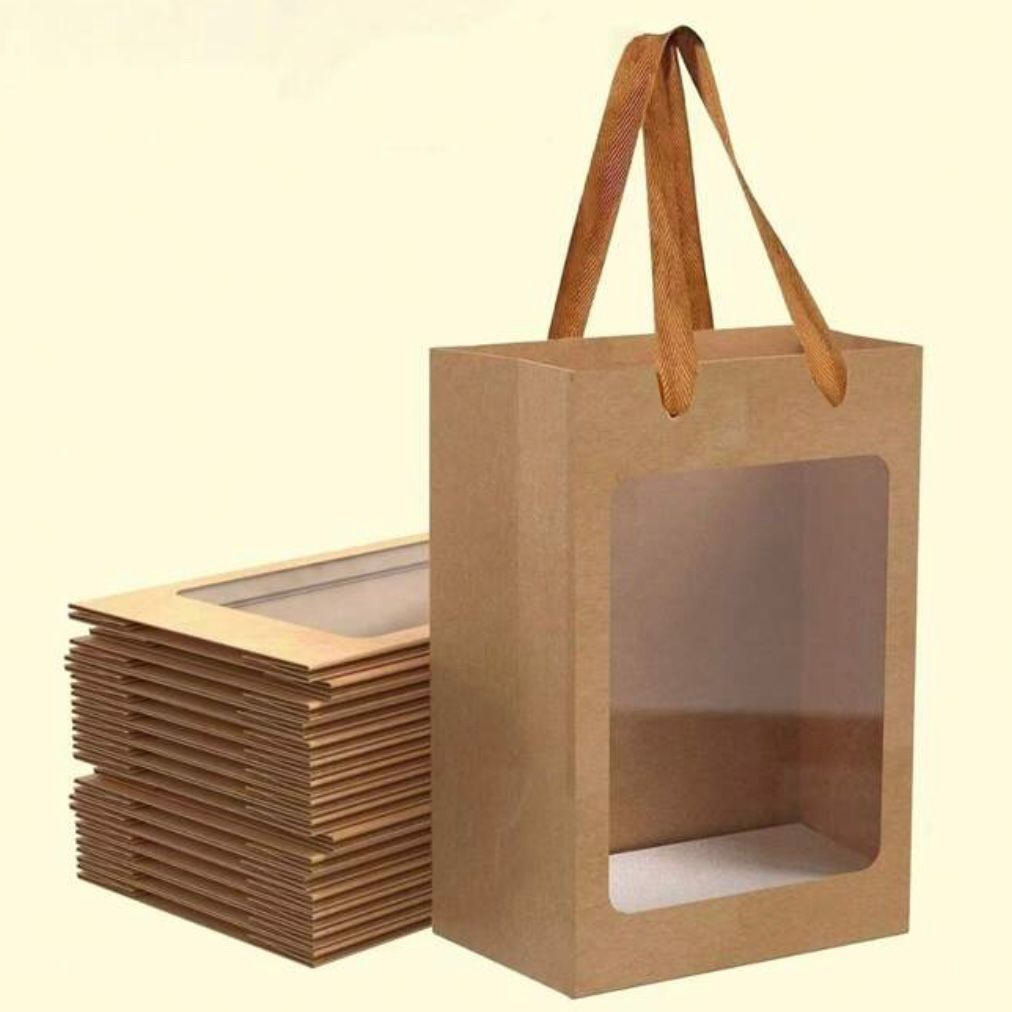 Set 5 Borse per Bomboniere 20cm x 15cm x 10cm con finestra trasparente