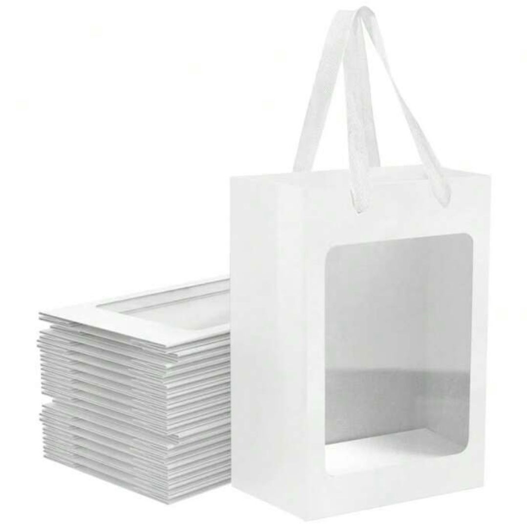 Set 5 Borse per Bomboniere 20cm x 15cm x 10cm con finestra trasparente