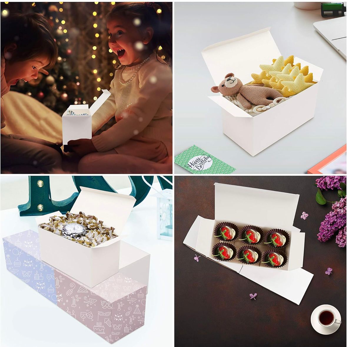 Set 5 Scatoline per Bomboniere Bianche 11,5cm x 11,5cm x 23cm