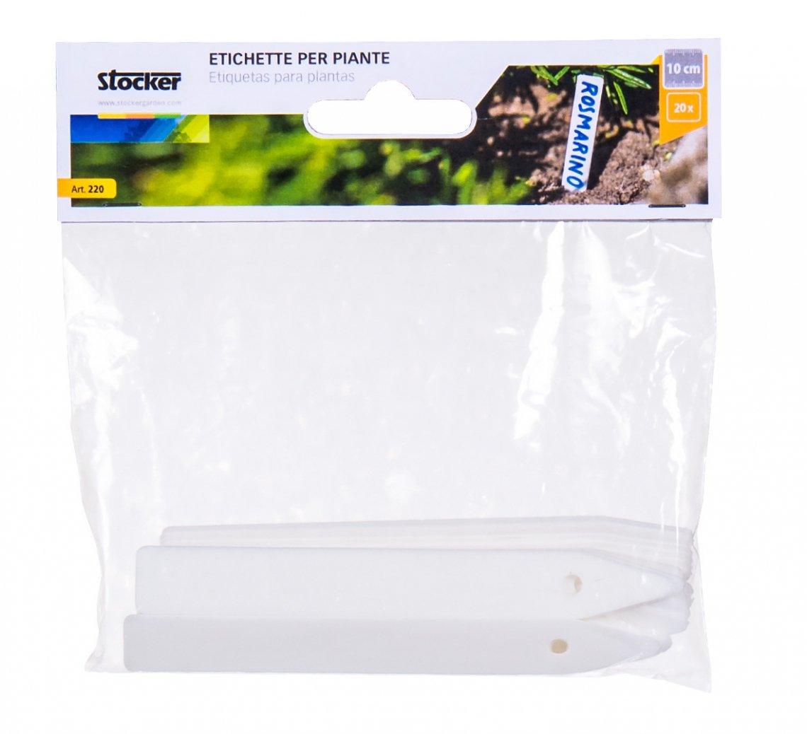 Etichette piante bianco in plastica - 10,3 x 1,3 cm - 20 pz