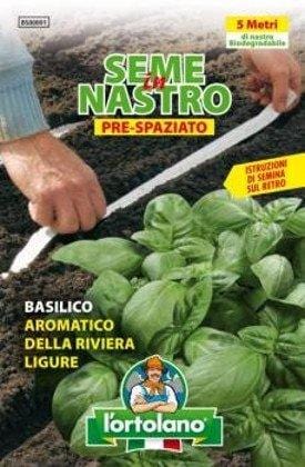 L'Ortolano Seme in Nastro BASILICO AROMATICO DELLA RIVIERA LIGURE busta semi prespaziati