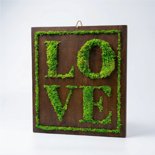 Quadro in Muschio Stabilizzato con Scritta LOVE – 40x35 cm edizione festa dei nonni
