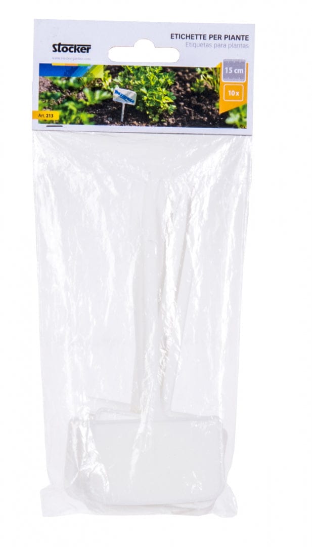 Marcatore Segnaposto per piante bianco in plastica - 15 x 6 cm - 10 pz