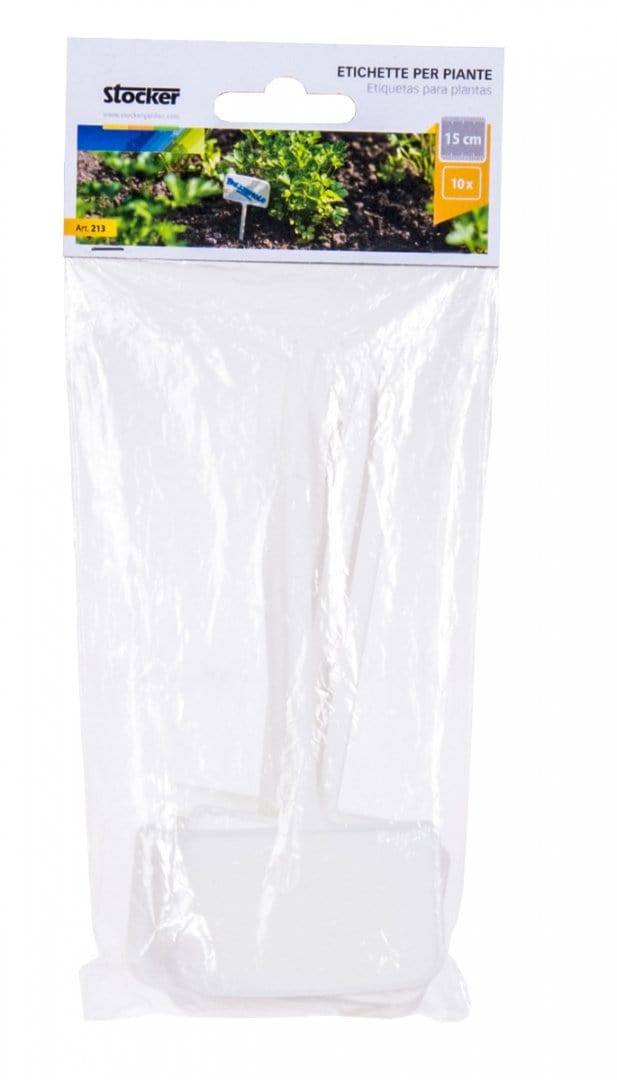 Marcatore Segnaposto per piante bianco in plastica - 34 x 9 cm - 10 pz