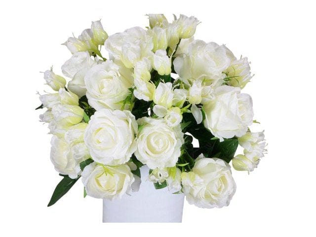 Mazzo di rose h 37 cm - Bianco