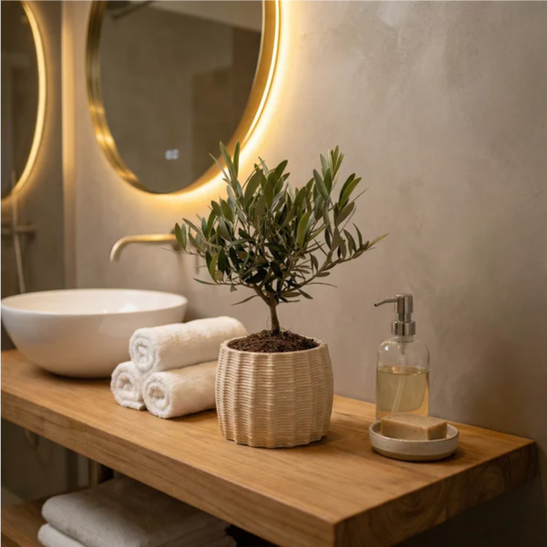 Olivo bonsai in vaso di ceramica artigianale Dioniso D.13