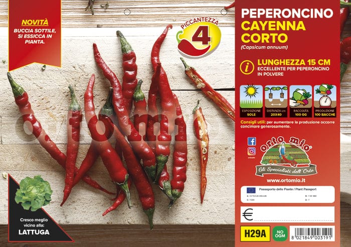 Peperoncino piccante HOT Cayenna corto Cheyenne F1 - 6 piante - Orto Mio