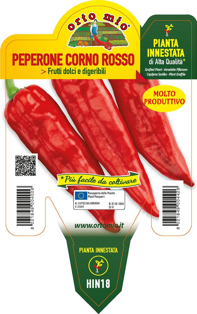 Peperone Corno Rosso - 1 pianta vaso 14 - Orto Mio