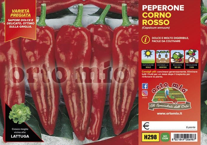 Peperone corno rosso Alceste F1 - 6 piante - Orto Mio