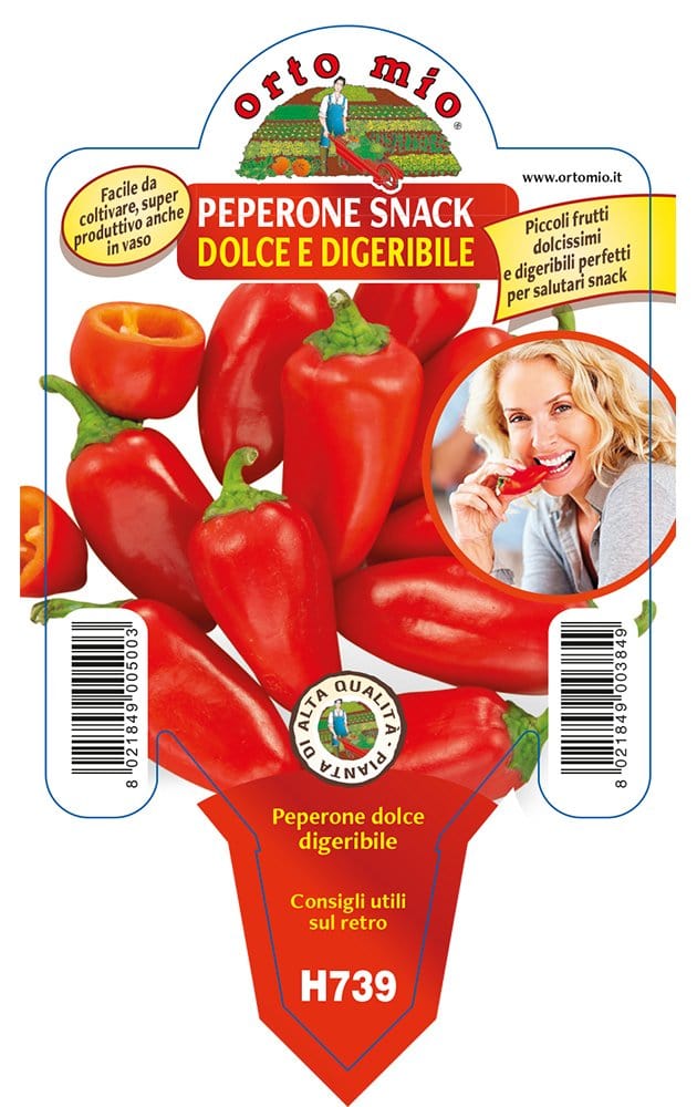 Peperone dolce snack Trirosso F1 - 1 pianta vaso 10 cm - Orto Mio