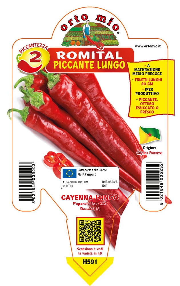 Peperone piccante lungo Romital F1 - 1 pianta v.10 cm - Orto Mio
