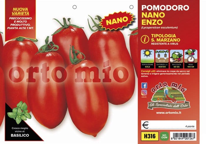 Pomodoro estivo determinato (nano) san marzano nano Enzo F1 - 6 piante - Orto Mio