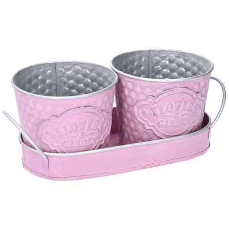 Porta Vaso in metallo rosa 2 piante - Flower & Garden - Vacchetti