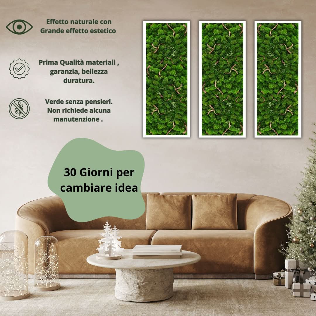 Quadro Rettangolare con Cornice Bianca o Nera e Inserti in Legno Naturale .