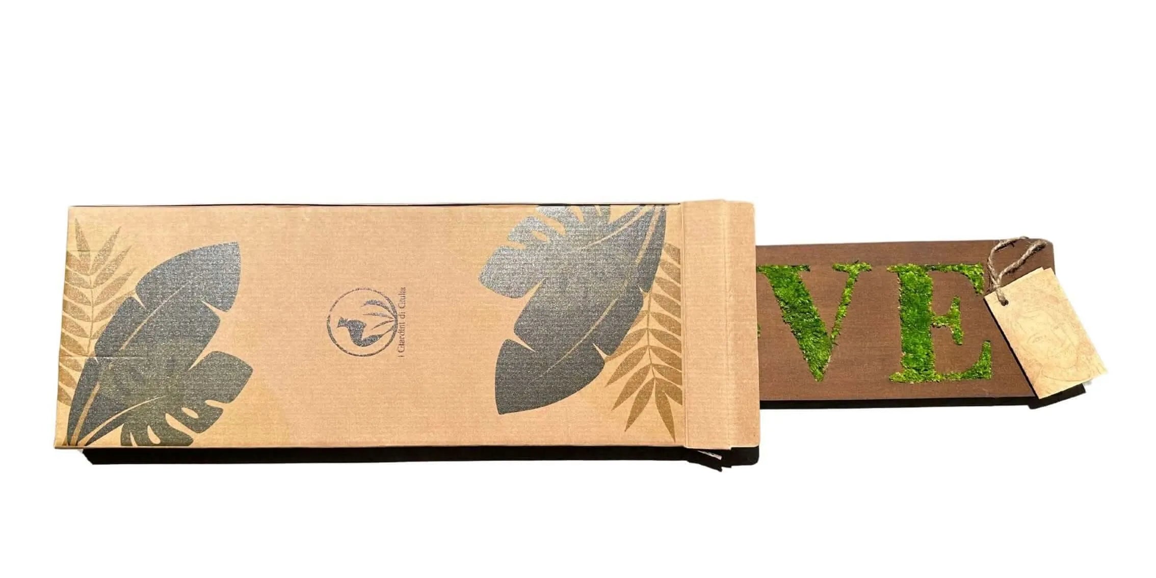 Quadro in Muschio Stabilizzato con Scritta FAMILY Rettangolare – 40x18 cm | Decorazione Verde