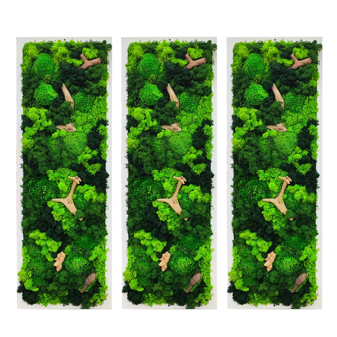 Quadro Rettangolare con Cornice Bianca o Nera e Inserti in Legno Naturale .