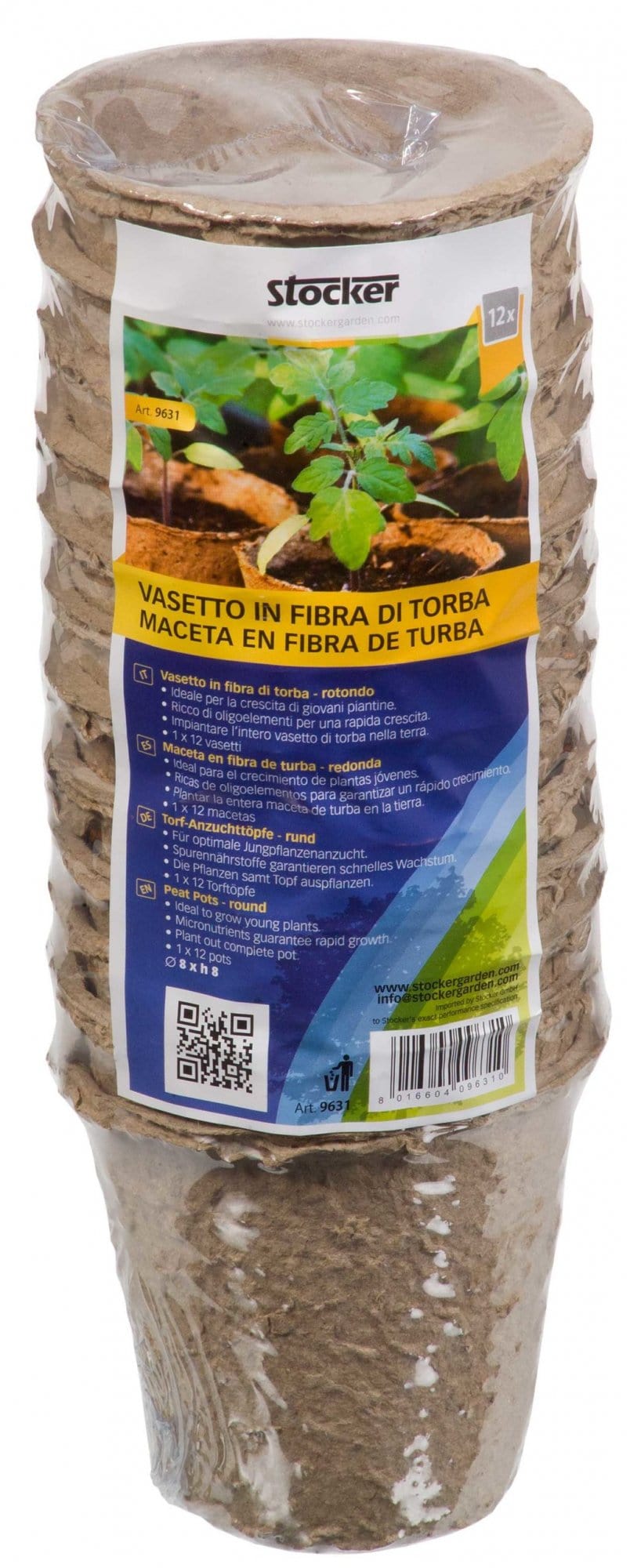 Vasetti di Torba Rotondi per Piante - 8 x 8 cm - 12 pz. - Stocker