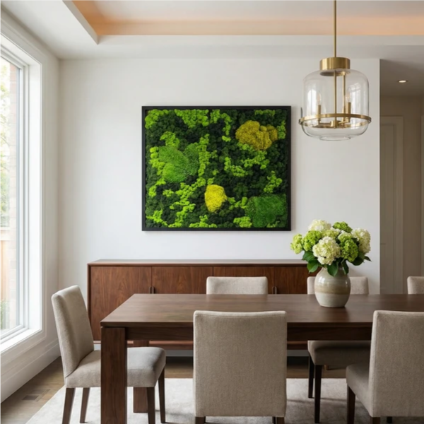 Quadro Vista Bosco in Muschio e Licheni Stabilizzati con Legno – 90x70 cm | Made in Italy