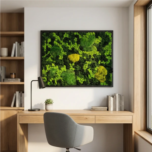 Quadro Vista Bosco in Muschio e Licheni Stabilizzati con Legno – 90x70 cm | Made in Italy